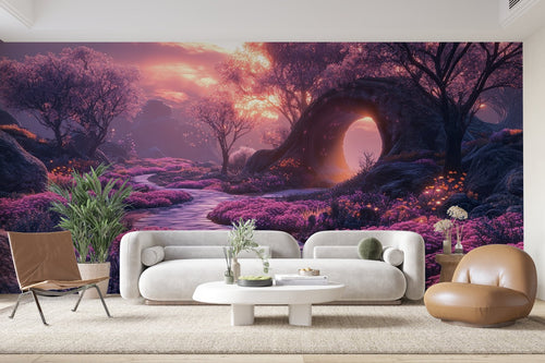 Papier Peint Illustration - Arche Fantastique Violette