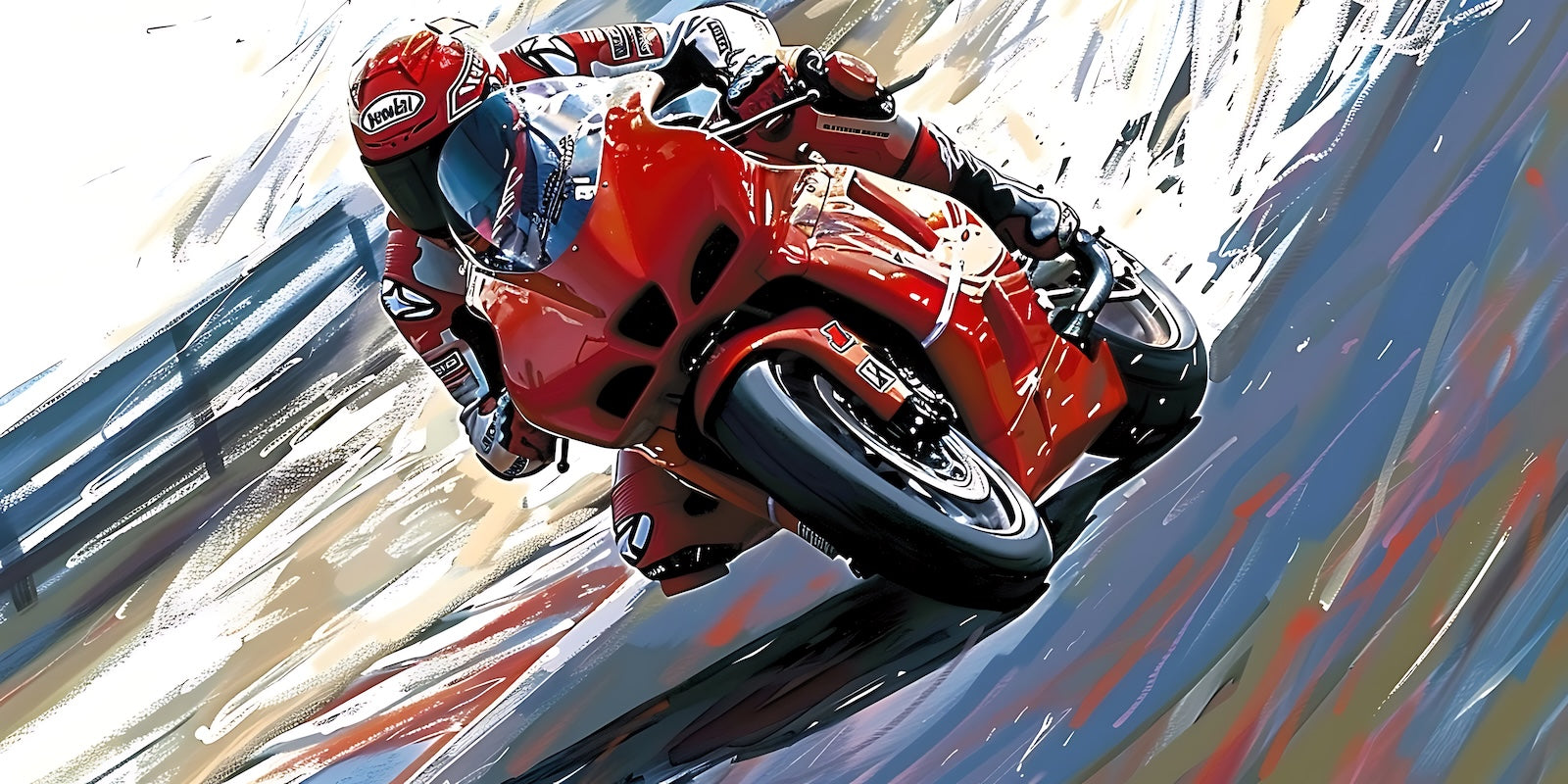 Papier Peint Moto - Moto de Course Rouge