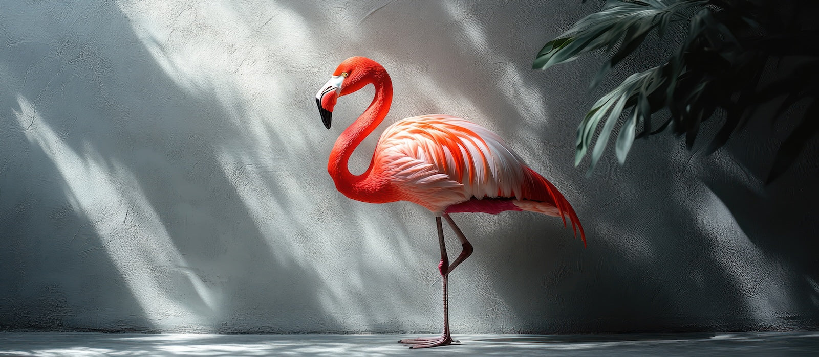 Papier Peint Animaux - Flamant Rose Fond Sombre