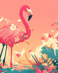 Papier Peint Tropical - Flamant et Hibiscus Colorés
