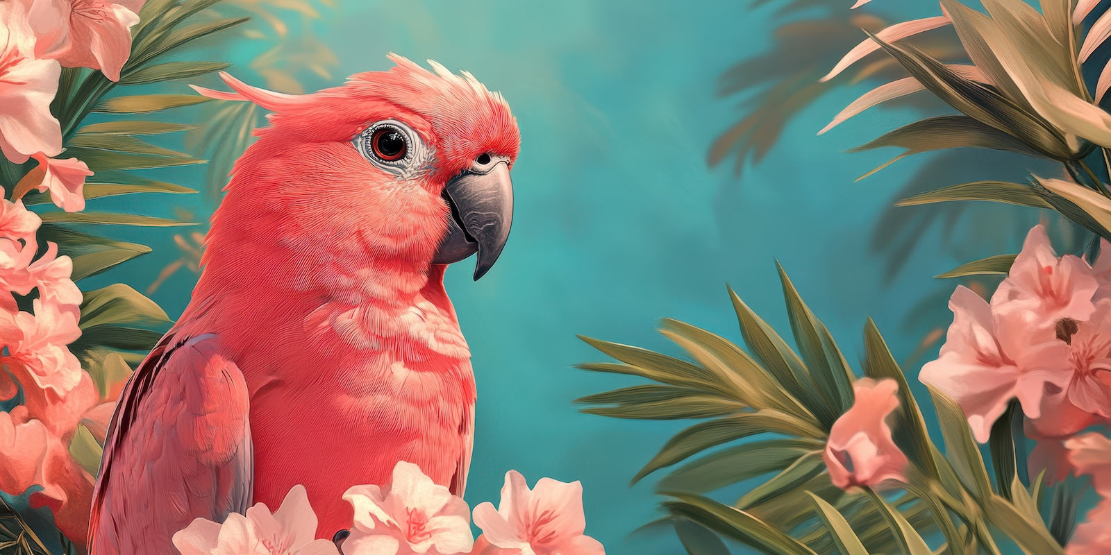 Papier Peint Oiseaux & Rapaces - Perroquet Rose Tropical