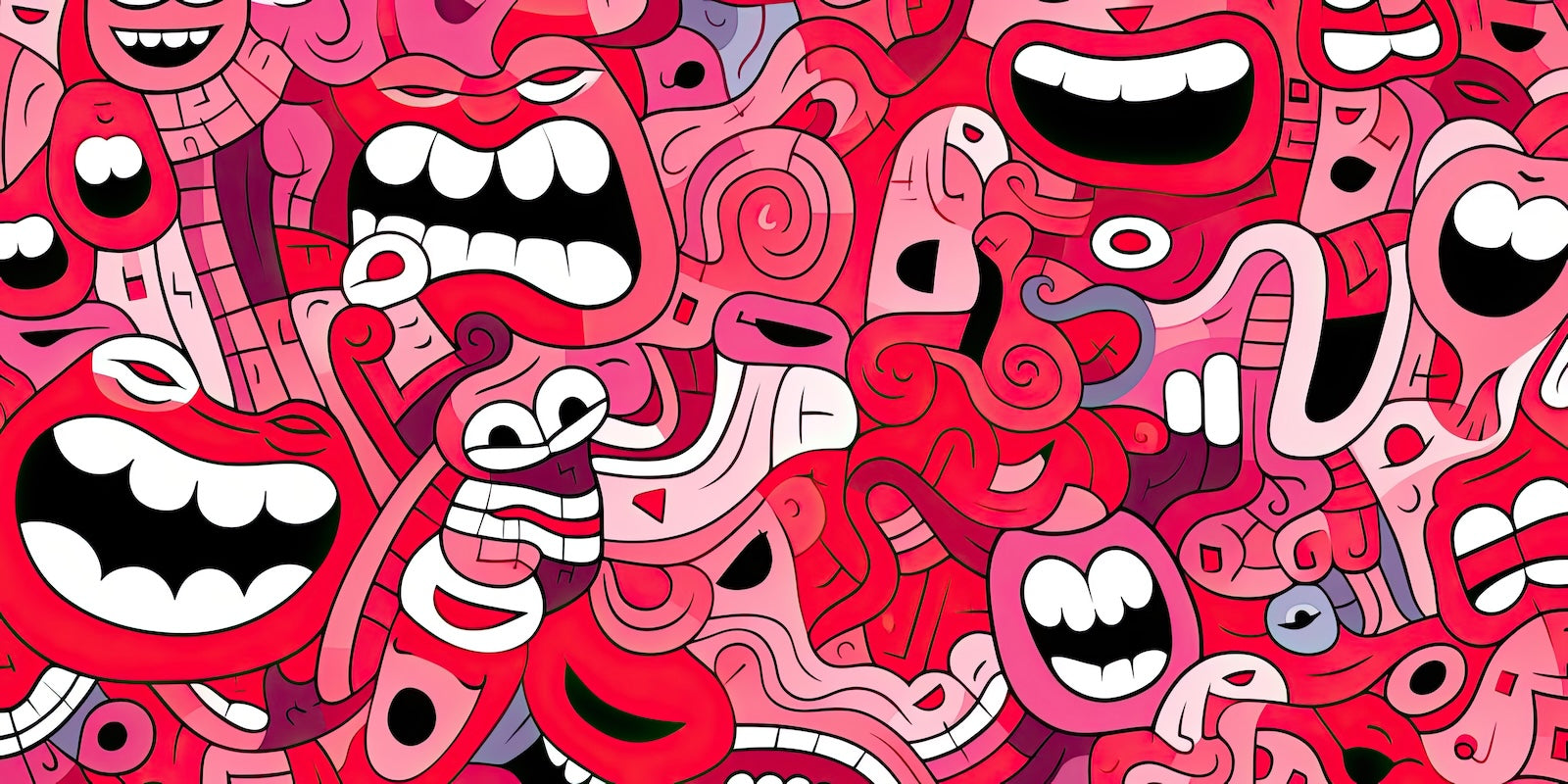 Papier Peint Pop Art - Monstres Sourires Colorés