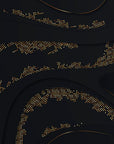 Papier Peint Abstrait - Vagues Noires et Paillettes Dorées