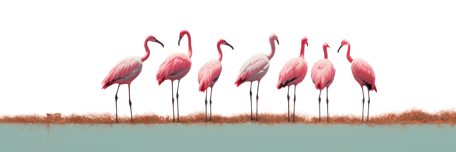Papier Peint Animaux - Rangée de Flamants Roses