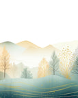 Papier Peint Montagne - Panorama Pastel Aquarelle