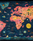 World Map Wallpaper - Pastels on Dark Background