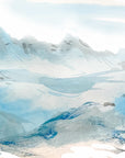 Papier Peint Aquarelle - Montagnes Enneigées Bleu Glacier