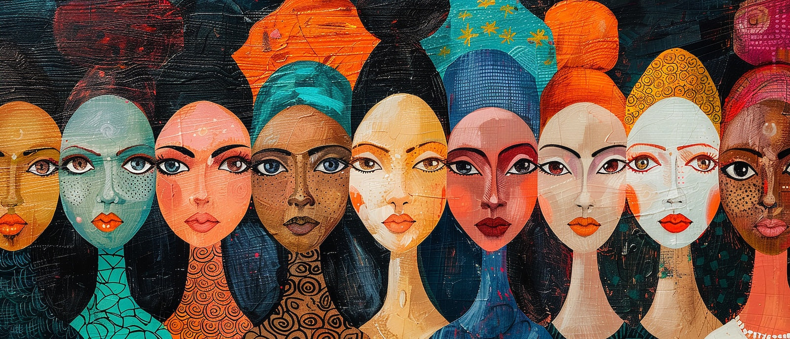 Papier Peint Pop Art - Femmes Profils Couleurs