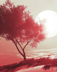 Abstract Wallpaper - Solitary Tree Pink Moon