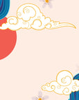 Papier Peint Japonais - Nuage Doré et Fleurs