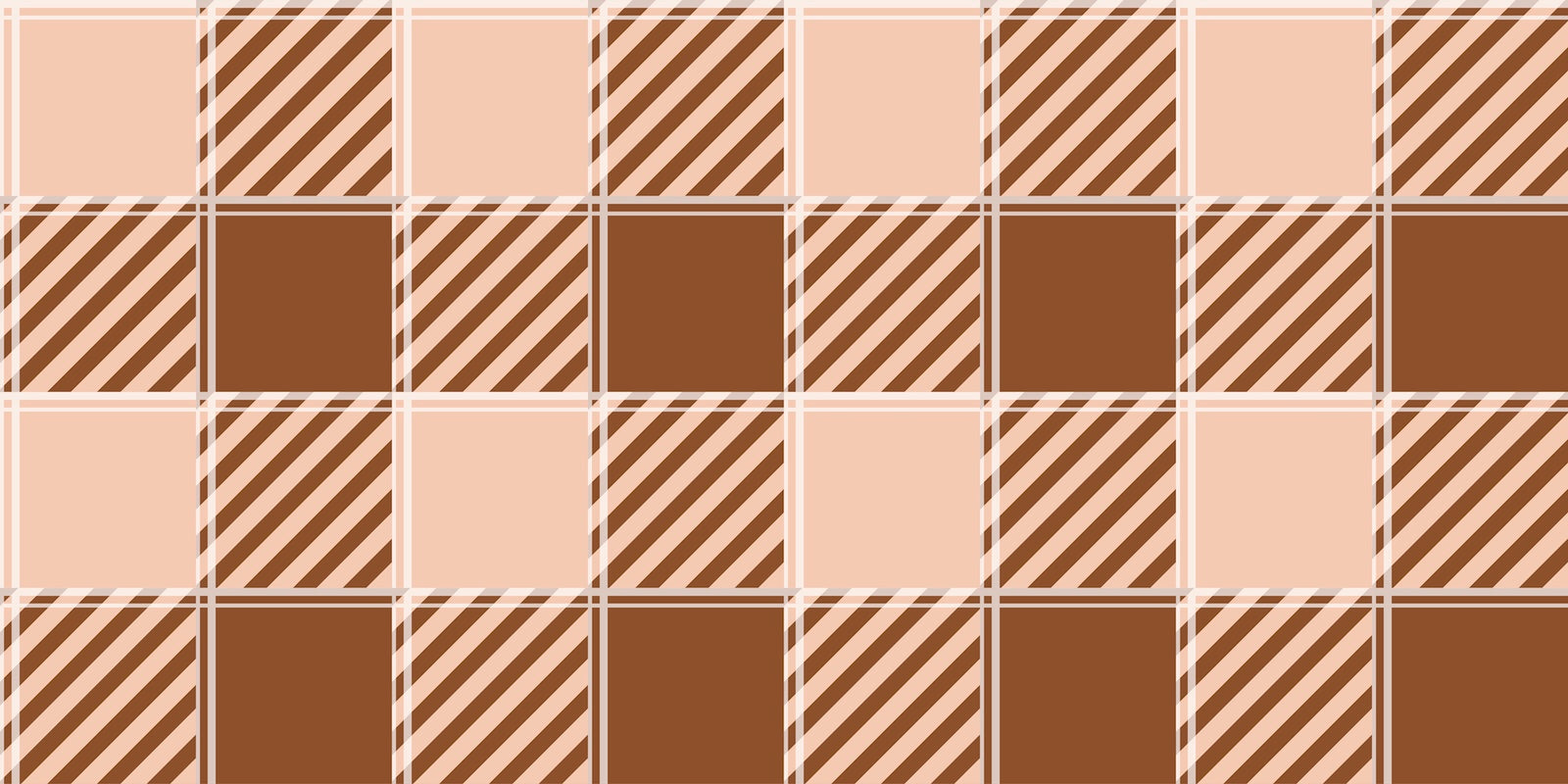 Papier Peint Géométrique - Damier Rayé Chocolat