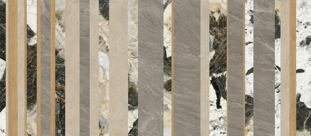 Wood Wallpaper - Vertical Beige and Grey Planks
