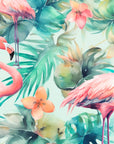 Papier Peint Tropical - Flamants Roses Feuillage