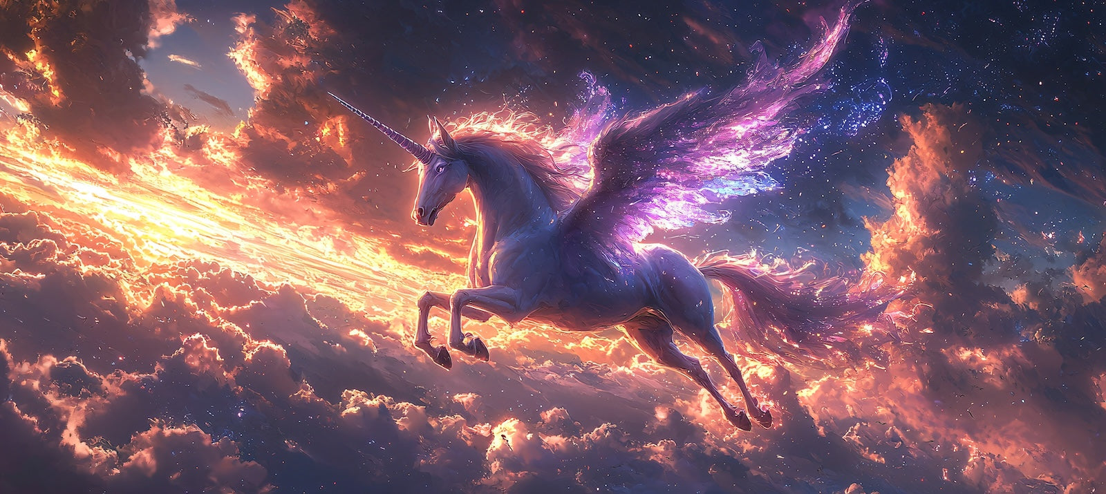Papier Peint Animaux - Licorne Ardente