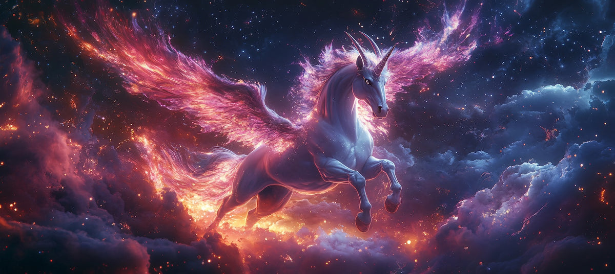 Papier Peint Licornes - Licorne Cosmique Violette