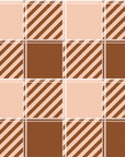 Papier Peint Géométrique - Damier Rayé Chocolat