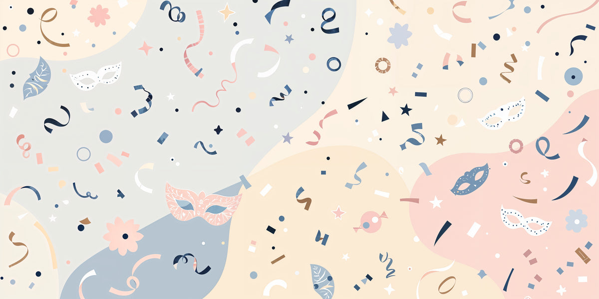 Papier peint enfant - Masques de carnaval et confettis
