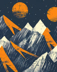 Graphic Wallpaper – Abstract Mountains and Orange Moons