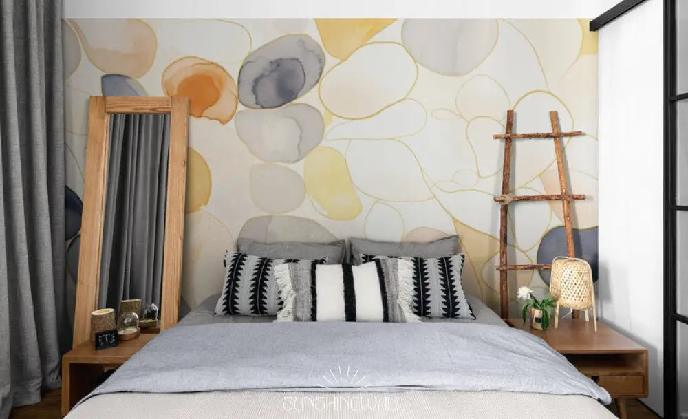 Papier Peint Abstrait - Accents Dorés