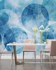 Papier Peint Géométrique – Cercles Flottants Bleus