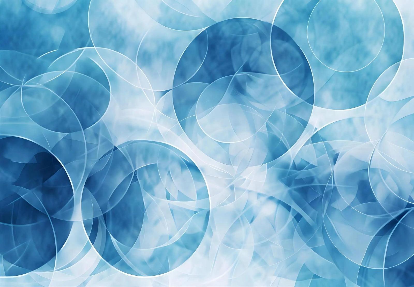 Papier Peint Géométrique – Cercles Flottants Bleus