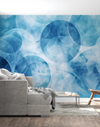 Papier Peint Géométrique – Cercles Flottants Bleus