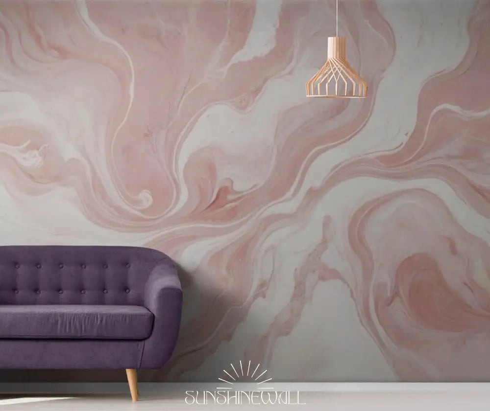 Papier Peint Abstrait - Marbre Rose