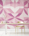 Papier Peint Abstrait - Motifs Géométriques Roses