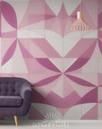 Papier Peint Abstrait - Motifs Géométriques Roses
