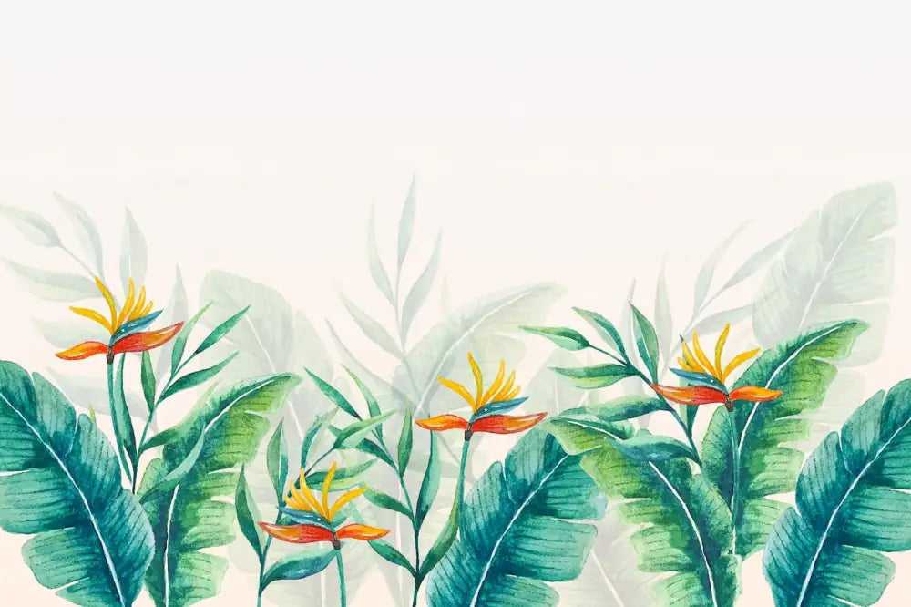 Papier Peint Abstrait - Plantes Tropicales Fleuries