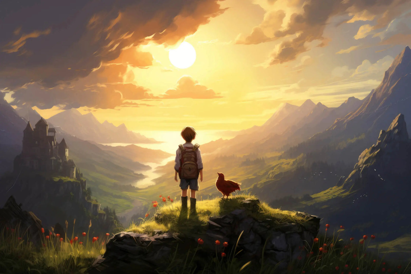 Landscape Wallpaper - Child Facing a Golden Valley