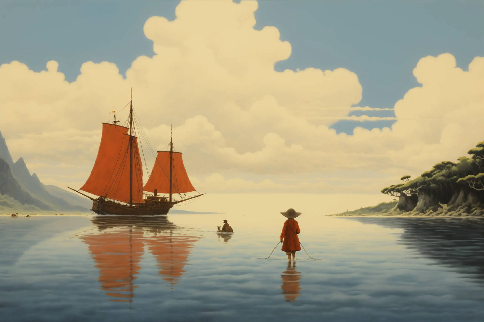 Papier Peint Japonais - Voilier en Mer Calme
