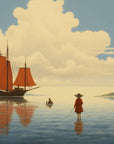 Papier Peint Japonais - Voilier en Mer Calme