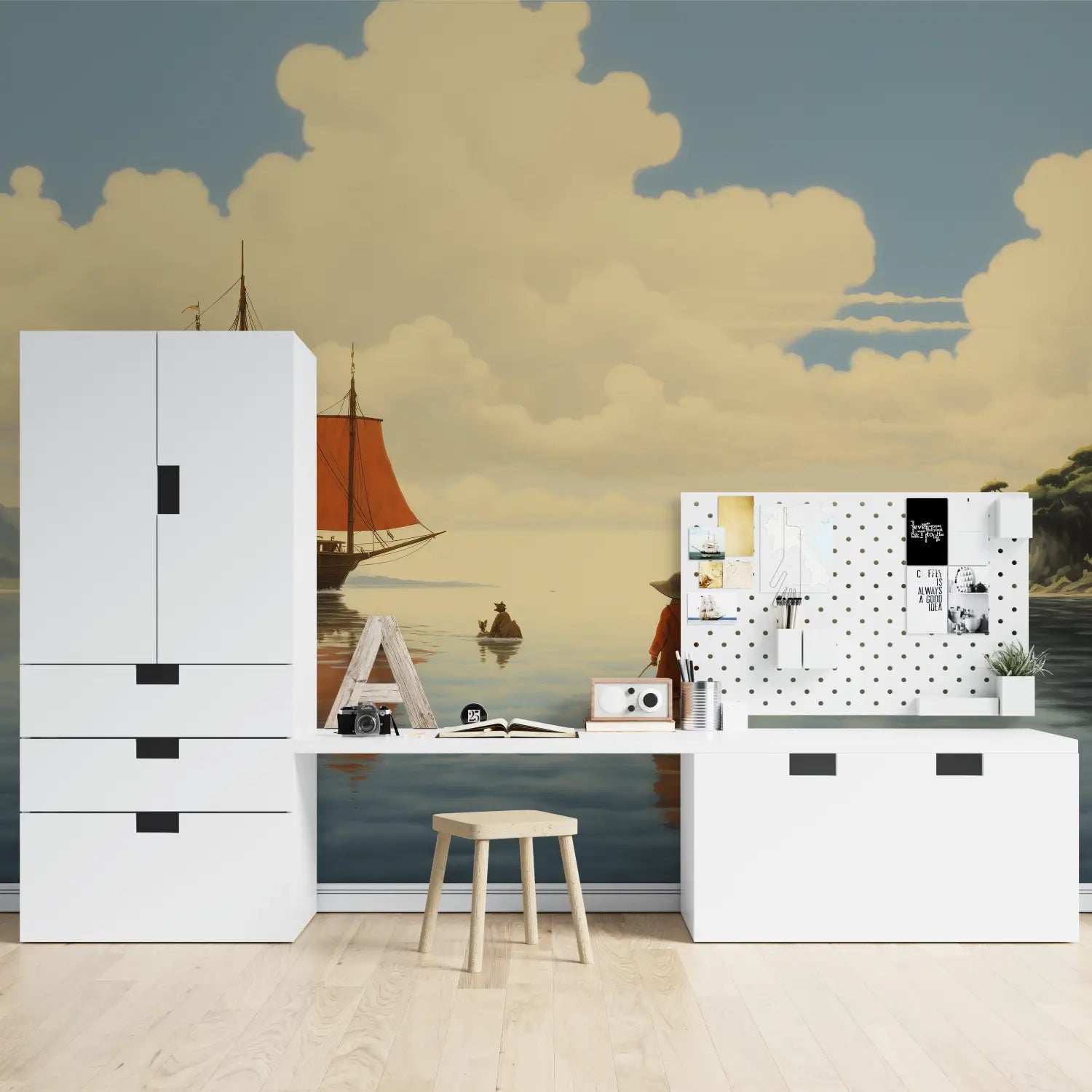 Papier Peint Japonais - Voilier en Mer Calme