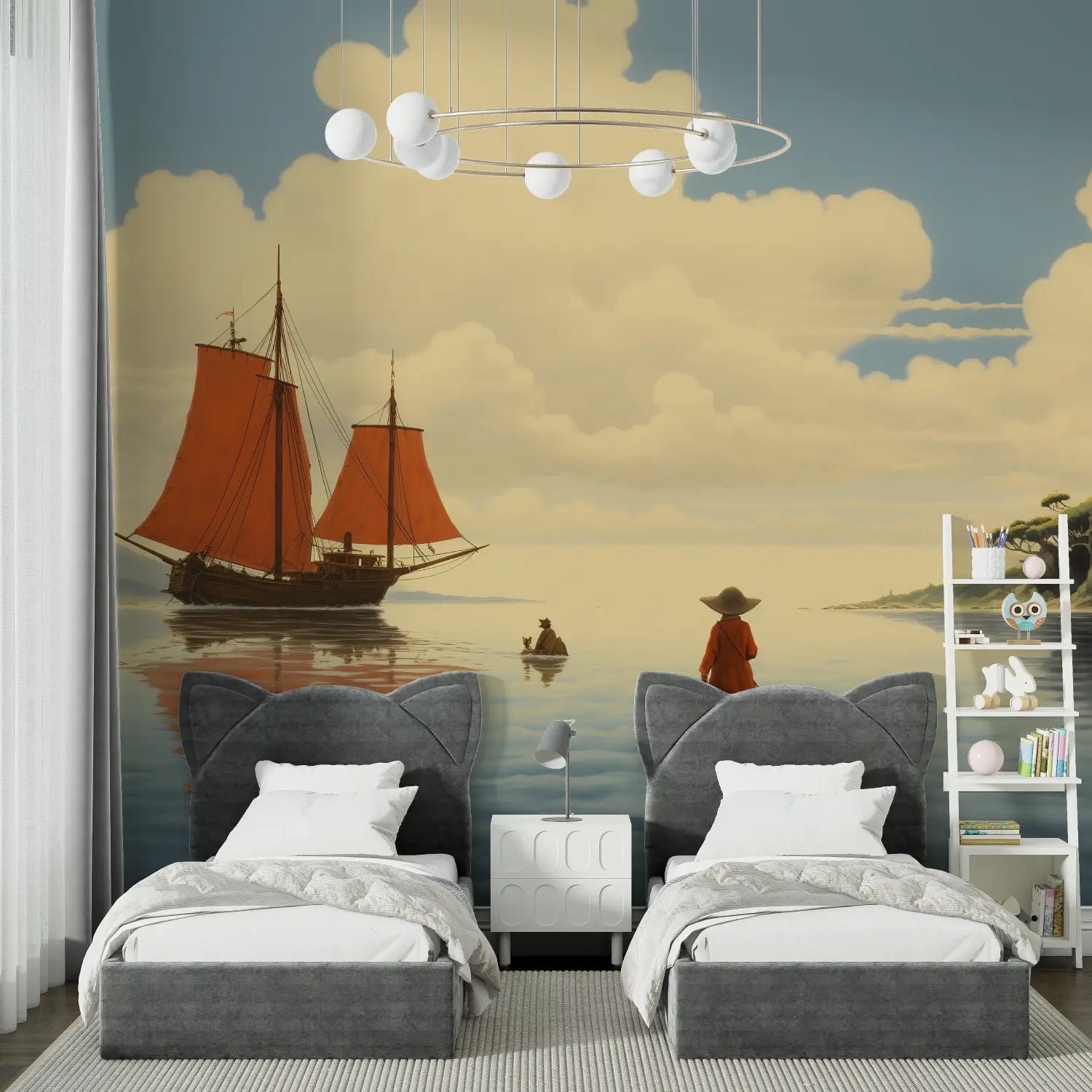 Papier Peint Japonais - Voilier en Mer Calme