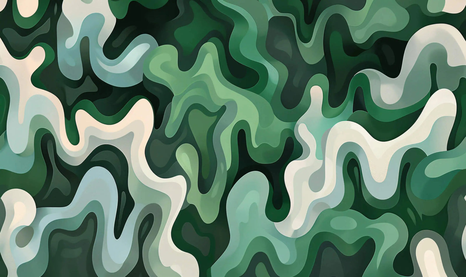 Geometric Wallpaper - Green Wavy Abstraction