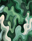 Papier Peint Géométrique - Abstraction Ondulée Verte