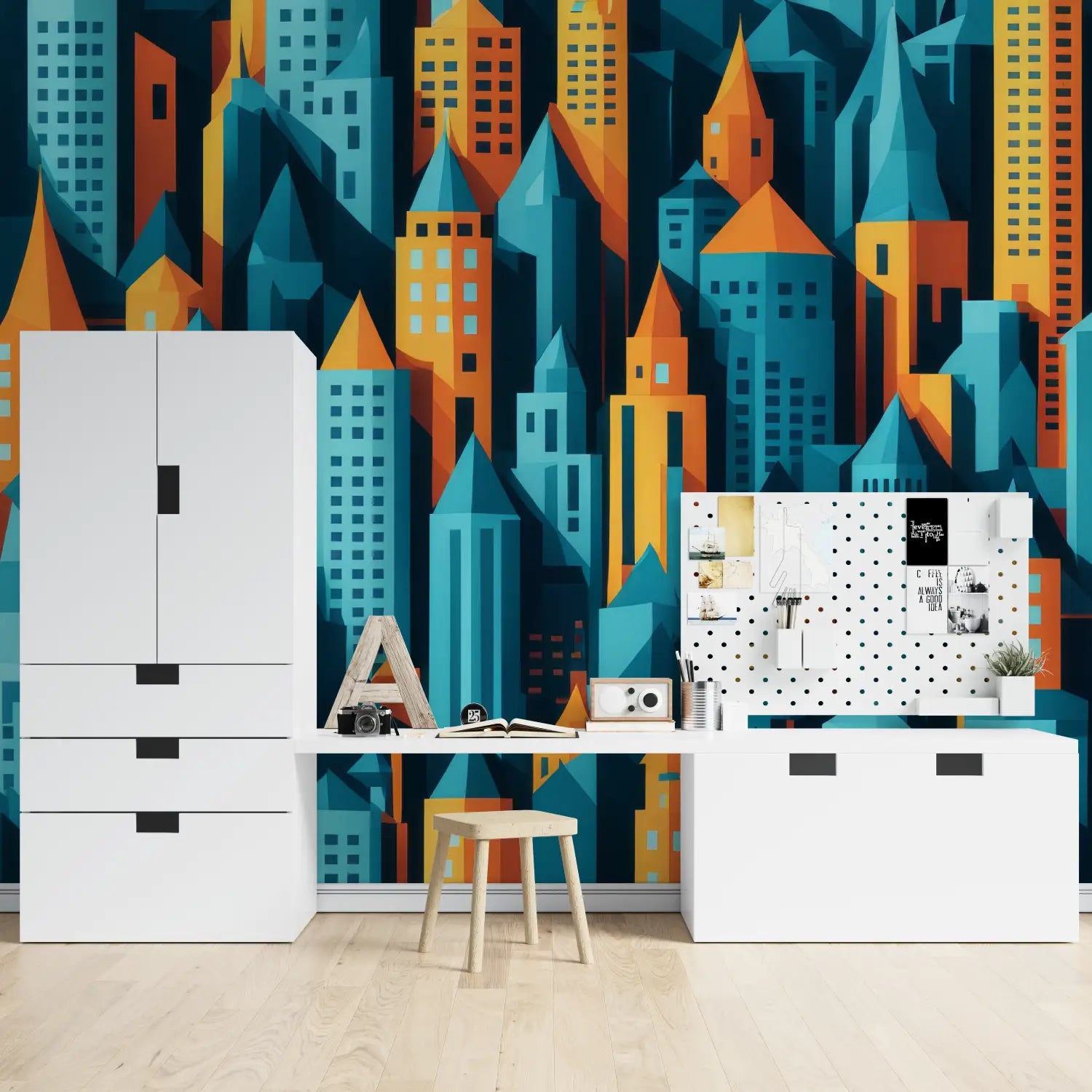 Papier Peint Géométrique - Skyline Abstraite