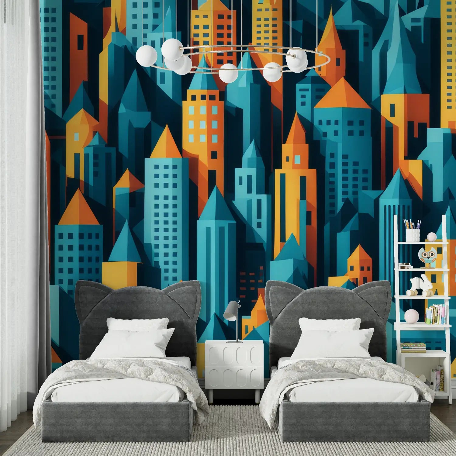 Papier Peint Géométrique - Skyline Abstraite