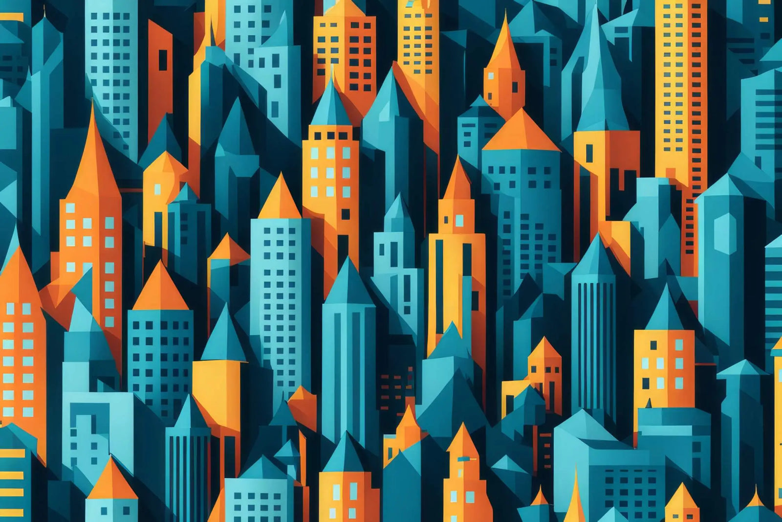 Papier Peint Géométrique - Skyline Abstraite