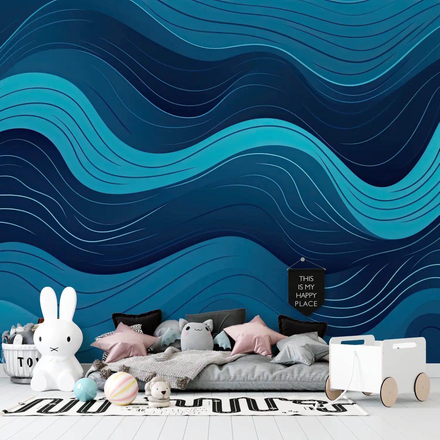 Geometric Wallpaper - Modern Blue Waves