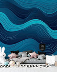 Geometric Wallpaper - Modern Blue Waves