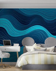 Geometric Wallpaper - Modern Blue Waves