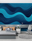Geometric Wallpaper - Modern Blue Waves