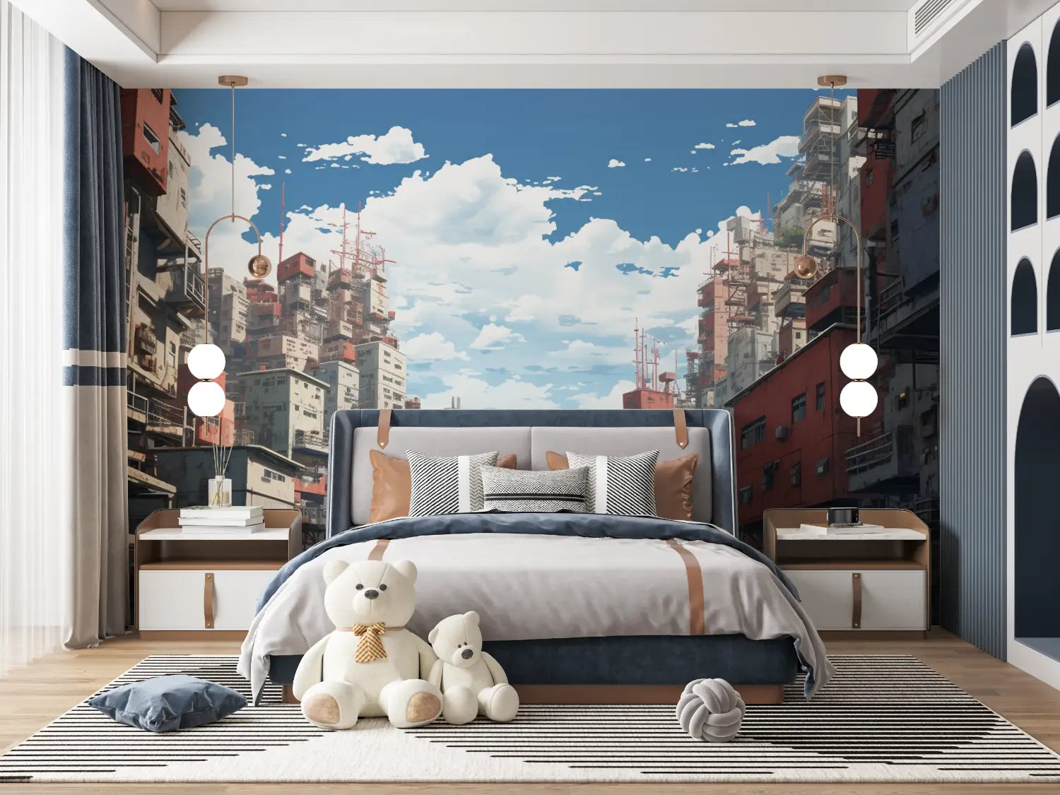 Children's Wallpaper - Futuristic City in Bedroom Background