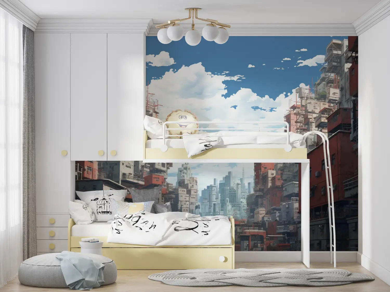 Children's Wallpaper - Futuristic City in Bedroom Background