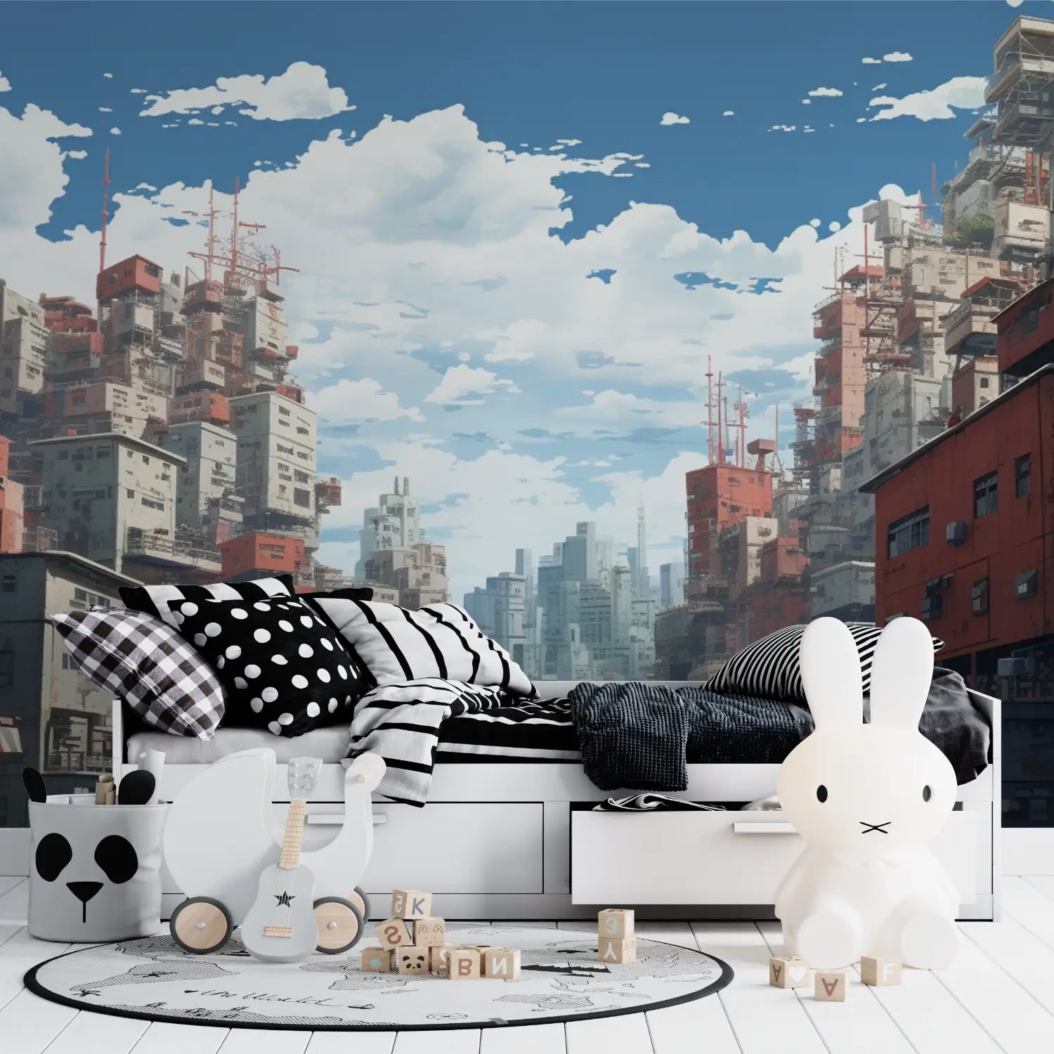 Children's Wallpaper - Futuristic City in Bedroom Background