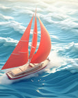 Landscape Wallpaper - Red Sailboat at Sea