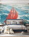 Landscape Wallpaper - Red Sailboat at Sea