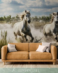 Papier Peint Animaux - Chevaux Blancs